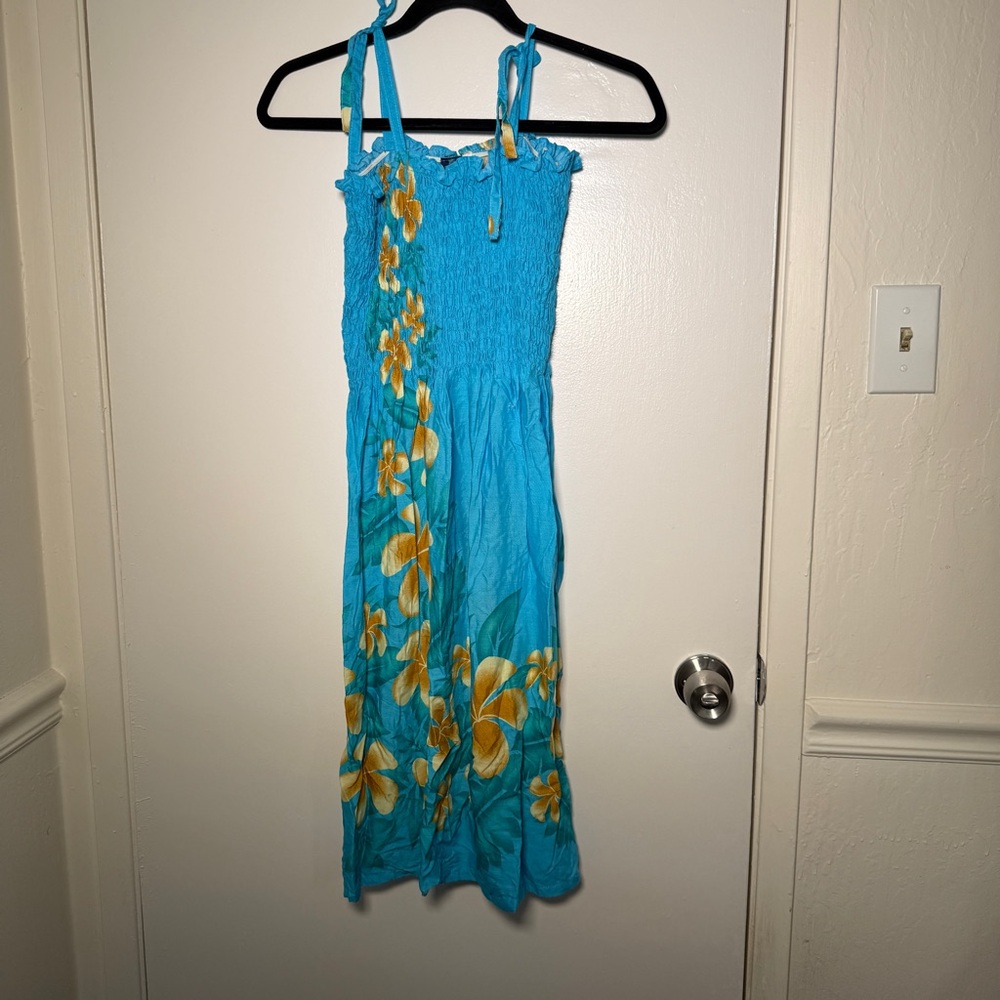 Hibiscus Collection Hawaii Turquoise Floral Sundress NWT O/S